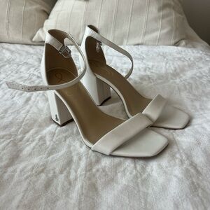 Same Edelman White Block Heel Sandals